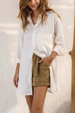 ROVE 100% linen boho bohemian coastal Summer Shirt Dress Size 2X A0008830